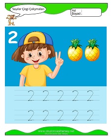 2 Rakamı Çizgi Çalışmaları Çalışma Sayfaları